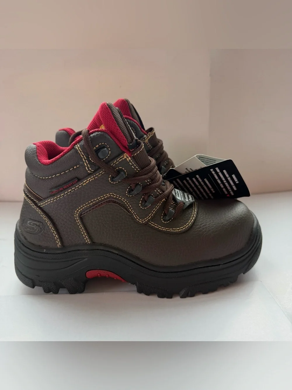 SKECHERS WORK Men's Composite Toe Work Boot Brown Size 5